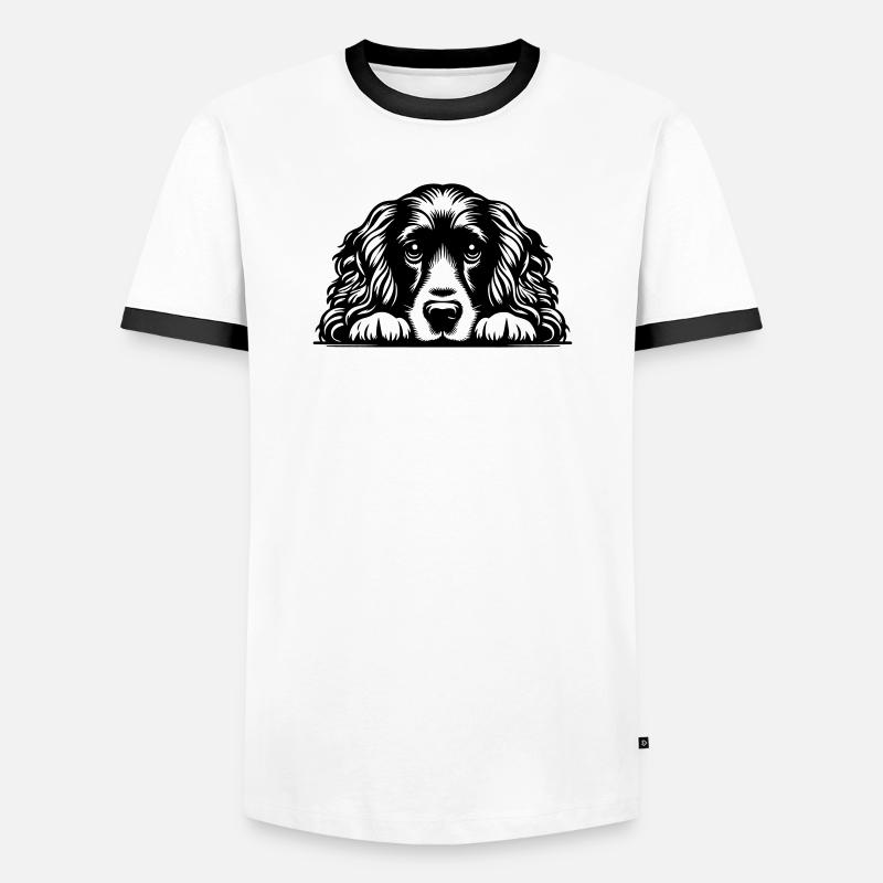 Cocker Spaniel Kopf mit Pfoten - Männer Kontrast-T-Shirt - Weiß/Schwarz