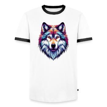 Wolf - Men's Ringer Shirt - white/black - Front - AI Model Female 172 light (172cm) & AI Model Male 178 dark (178cm)
