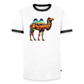 Chameau - T-shirt contrasté Homme - blanc/noir - Devant - AI Model Female 172 light (172cm) & AI Model Male 178 dark (178cm)