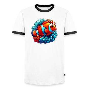 Clownfische - Männer Kontrast-T-Shirt - Weiß/Schwarz - Vorne - AI Model Female 172 light (172cm) & AI Model Male 178 dark (178cm)