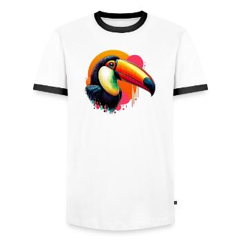 Toucan - Men's Ringer Shirt - white/black - Front - AI Model Female 172 light (172cm) & AI Model Male 178 dark (178cm)