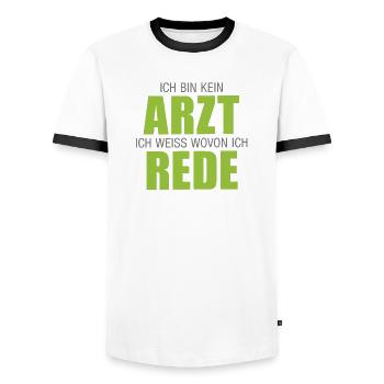 Arzt, Apotheke, Ich bin kein Arzt - Männer Kontrast-T-Shirt - Weiß/Schwarz - Vorne - AI Model Female 172 light (172cm) & AI Model Male 178 dark (178cm)