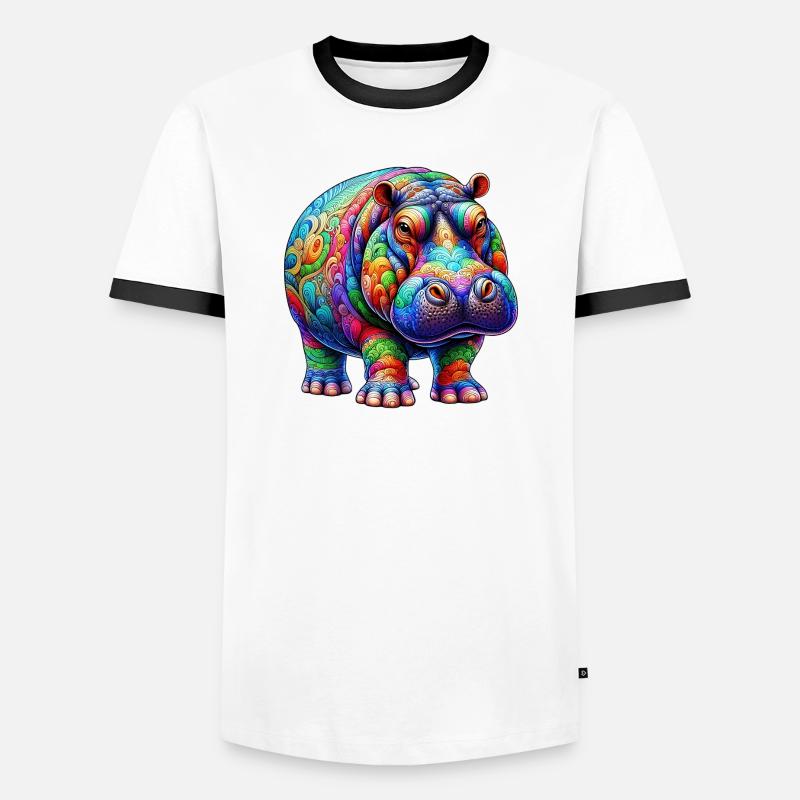 Nilpferd - Männer Kontrast-T-Shirt - Weiß/Schwarz