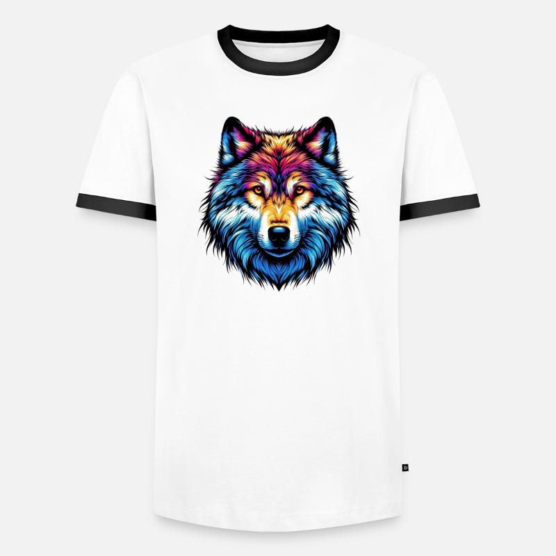 Wolf - Männer Kontrast-T-Shirt - Weiß/Schwarz