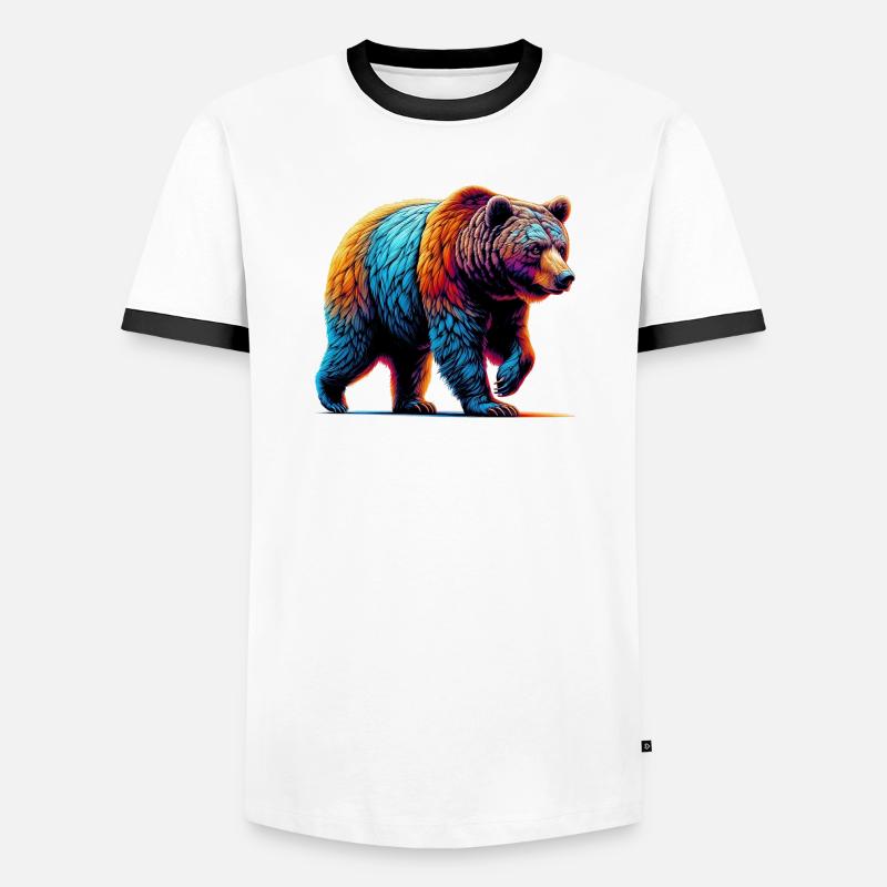Bear - Men's Ringer Shirt - white/black