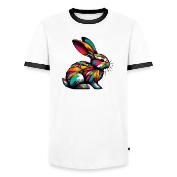 Rabbit - Men's Ringer Shirt - white/black - Front - AI Model Female 172 light (172cm) & AI Model Male 178 dark (178cm)