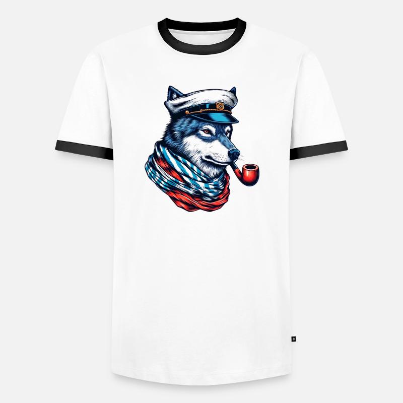 Sea Wolf Wolf Wolves - Men's Ringer Shirt - white/black
