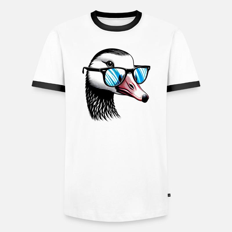 Gans mit Brille - Männer Kontrast-T-Shirt - Weiß/Schwarz