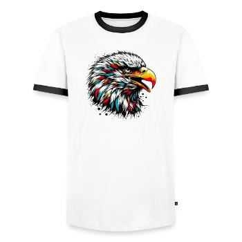 Adler - Männer Kontrast-T-Shirt - Weiß/Schwarz - Vorne - AI Model Female 172 light (172cm) & AI Model Male 178 dark (178cm)