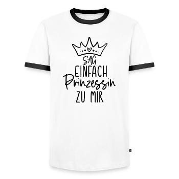 Prinzessin Schloss Burg Krone - Männer Kontrast-T-Shirt - Weiß/Schwarz - Vorne - AI Model Female 172 light (172cm) & AI Model Male 178 dark (178cm)