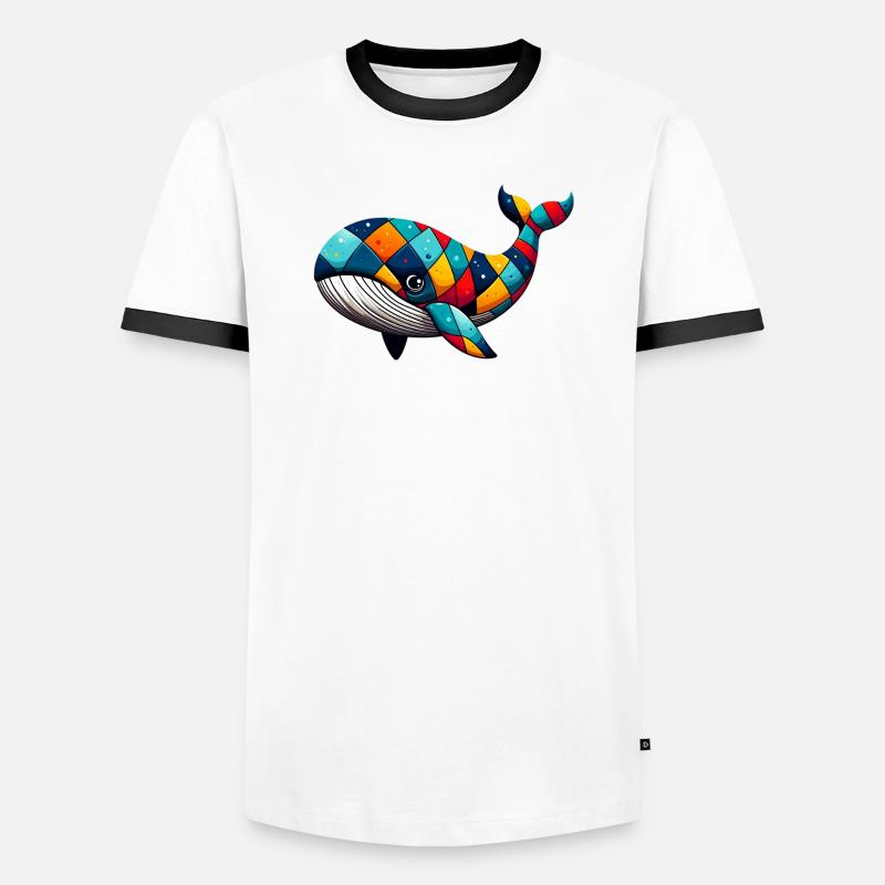Harlekinwal - Männer Kontrast-T-Shirt - Weiß/Schwarz