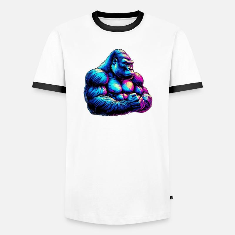 Gorilla - Männer Kontrast-T-Shirt - Weiß/Schwarz