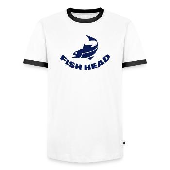 FISH HEAD - Männer Kontrast-T-Shirt - Weiß/Schwarz - Vorne - AI Model Female 172 light (172cm) & AI Model Male 178 dark (178cm)