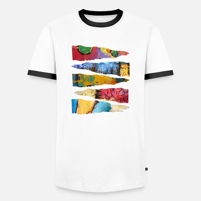 Abstraktes buntes Farbschicht-Design - Männer Kontrast-T-Shirt - Weiß/Schwarz