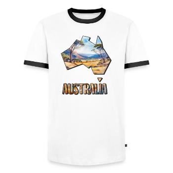 Watercolor Map Australia - Men's Ringer Shirt - white/black - Front - AI Model Female 172 light (172cm) & AI Model Male 178 dark (178cm)