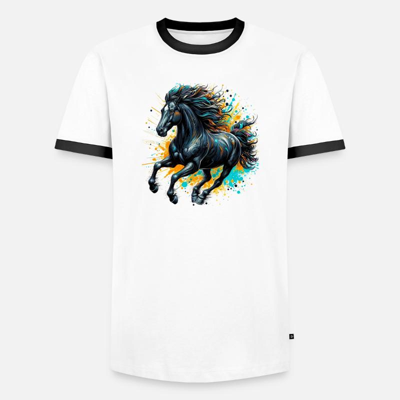 Pferd - Männer Kontrast-T-Shirt - Weiß/Schwarz