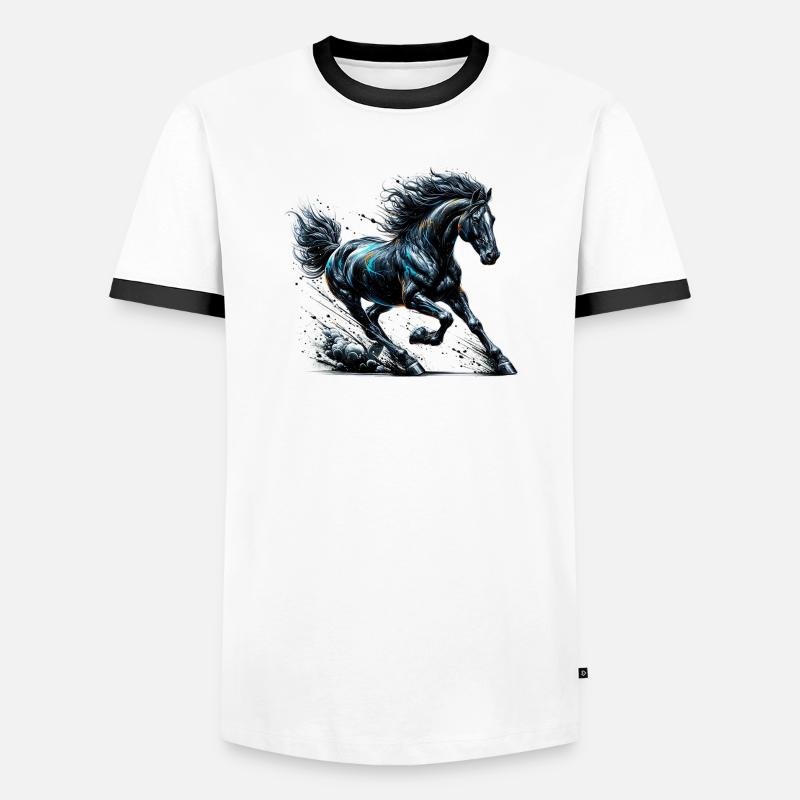 Pferd - Männer Kontrast-T-Shirt - Weiß/Schwarz