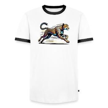 Cheetah - Men's Ringer Shirt - white/black - Front - AI Model Female 172 light (172cm) & AI Model Male 178 dark (178cm)
