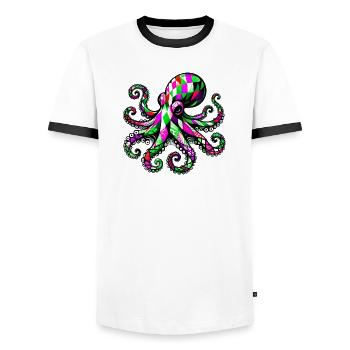 Octopus - Men's Ringer Shirt - white/black - Front - AI Model Female 172 light (172cm) & AI Model Male 178 dark (178cm)