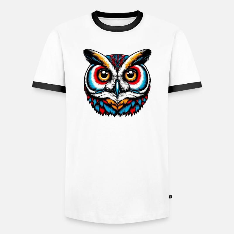 Eule - Männer Kontrast-T-Shirt - Weiß/Schwarz