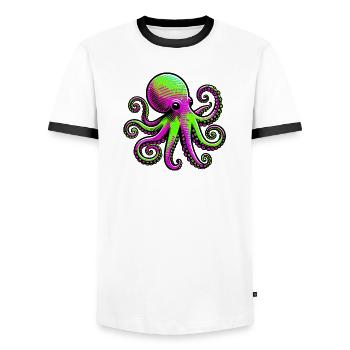 Octopus - Men's Ringer Shirt - white/black - Front - AI Model Female 172 light (172cm) & AI Model Male 178 dark (178cm)