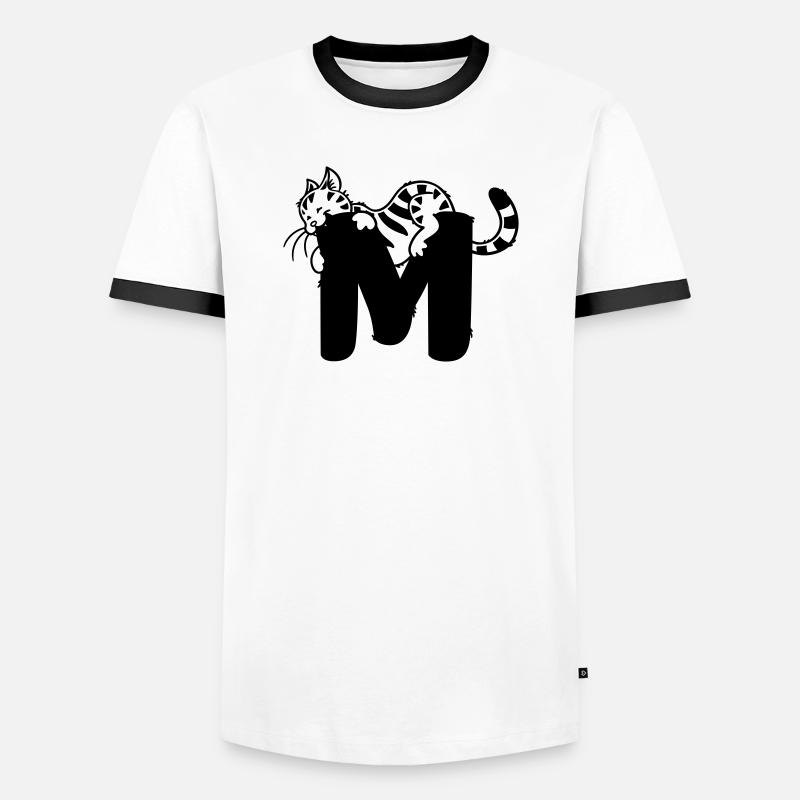 Katze Buchstabe M - Männer Kontrast-T-Shirt - Weiß/Schwarz