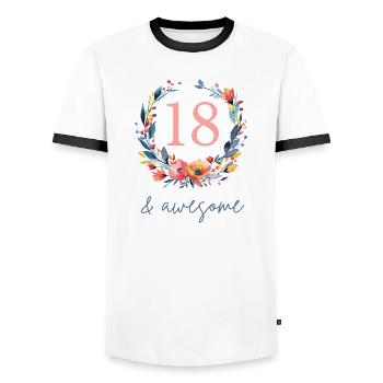 18 & awesome! personalisierbar - Männer Kontrast-T-Shirt - Weiß/Schwarz - Vorne - AI Model Female 172 light (172cm) & AI Model Male 178 dark (178cm)