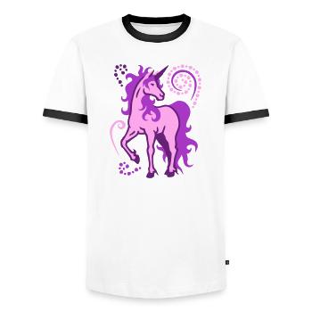 Einhorn individuell 3farbig SVG - Männer Kontrast-T-Shirt - Weiß/Schwarz - Vorne - AI Model Female 172 light (172cm) & AI Model Male 178 dark (178cm)