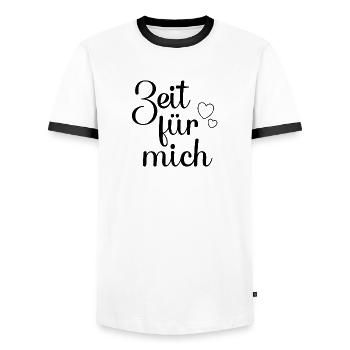 Zeit für mich - Männer Kontrast-T-Shirt - Weiß/Schwarz - Vorne - AI Model Female 172 light (172cm) & AI Model Male 178 dark (178cm)
