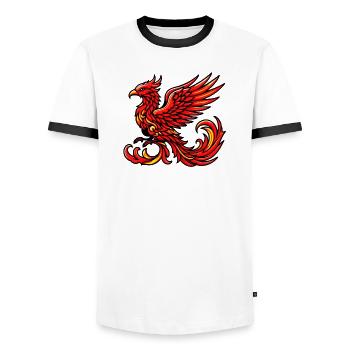 Red Phoenix - Men's Ringer Shirt - white/black - Front - AI Model Female 172 light (172cm) & AI Model Male 178 dark (178cm)