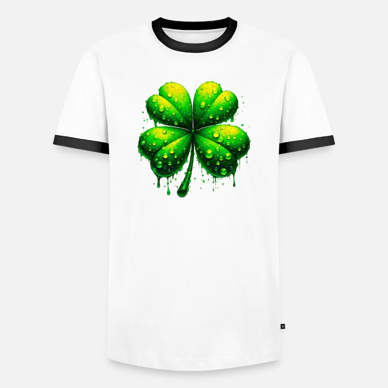 Vierblättriges Kleeblatt - Männer Kontrast-T-Shirt - Weiß/Schwarz