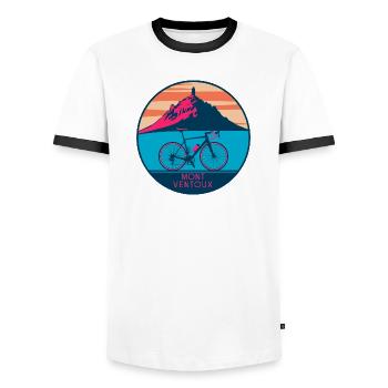 Design de T-shirt Mont Ventoux - Men's Ringer Shirt - white/black - Front - AI Model Female 172 light (172cm) & AI Model Male 178 dark (178cm)