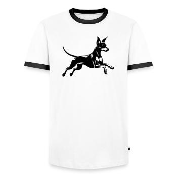 Pinscher nain - T-shirt contrasté Homme - blanc/noir - Devant - AI Model Female 172 light (172cm) & AI Model Male 178 dark (178cm)