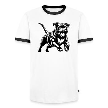 Staffordshire Bull Terrier - Men's Ringer Shirt - white/black - Front - AI Model Female 172 light (172cm) & AI Model Male 178 dark (178cm)