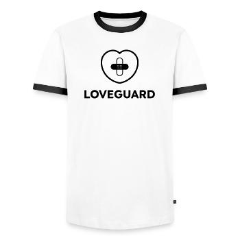 Loveguard Love Savior Valentine's Day Love Guard - Men's Ringer Shirt - white/black - Front - AI Model Female 172 light (172cm) & AI Model Male 178 dark (178cm)