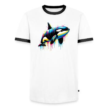 Killer whale - Men's Ringer Shirt - white/black - Front - AI Model Female 172 light (172cm) & AI Model Male 178 dark (178cm)