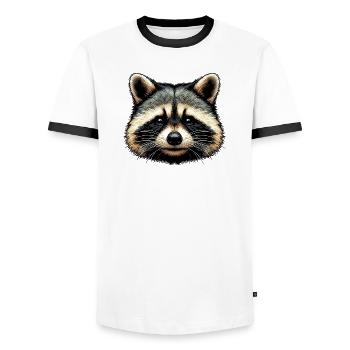 Raccoon - Men's Ringer Shirt - white/black - Front - AI Model Female 172 light (172cm) & AI Model Male 178 dark (178cm)