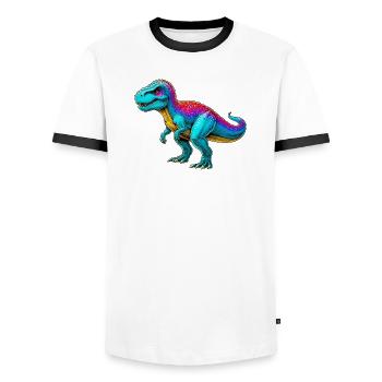 Dinosaurier - Männer Kontrast-T-Shirt - Weiß/Schwarz - Vorne - AI Model Female 172 light (172cm) & AI Model Male 178 dark (178cm)