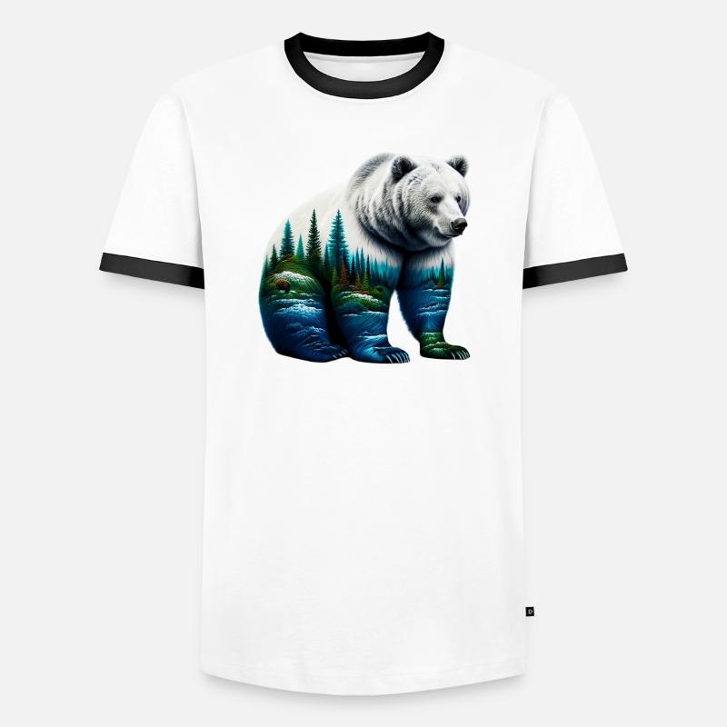 Bear - Men's Ringer Shirt - white/black