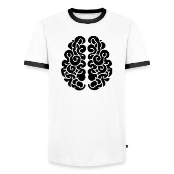 Gehirn - Männer Kontrast-T-Shirt - Weiß/Schwarz - Vorne - AI Model Female 172 light (172cm) & AI Model Male 178 dark (178cm)