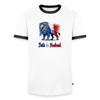 The pride of Montreuil flag design - Men's Ringer Shirt - white/black - Front - AI Model Female 172 light (172cm) & AI Model Male 178 dark (178cm)