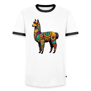 Alpaga - T-shirt contrasté Homme - blanc/noir - Devant - AI Model Female 172 light (172cm) & AI Model Male 178 dark (178cm)