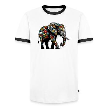 Éléphant - T-shirt contrasté Homme - blanc/noir - Devant - AI Model Female 172 light (172cm) & AI Model Male 178 dark (178cm)