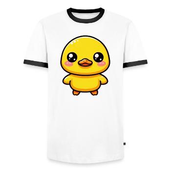 Ente Ente Ente Ente Ente - Männer Kontrast-T-Shirt - Weiß/Schwarz - Vorne - AI Model Female 172 light (172cm) & AI Model Male 178 dark (178cm)