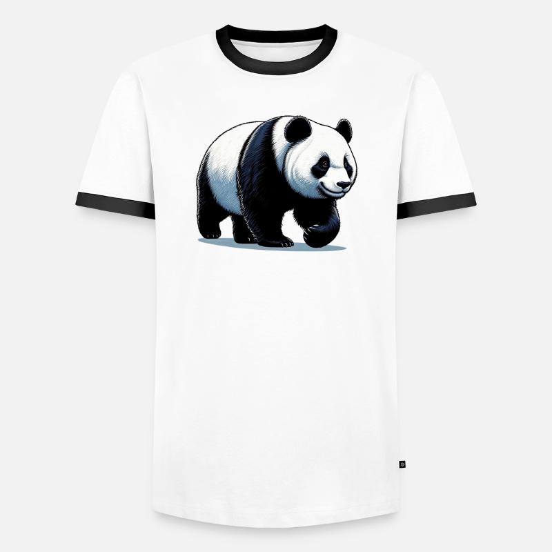 Panda - Männer Kontrast-T-Shirt - Weiß/Schwarz