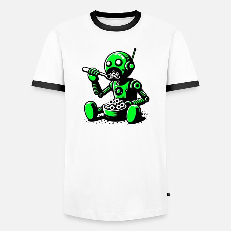 Alien Extraterrestrial Robot - Men's Ringer Shirt - white/black