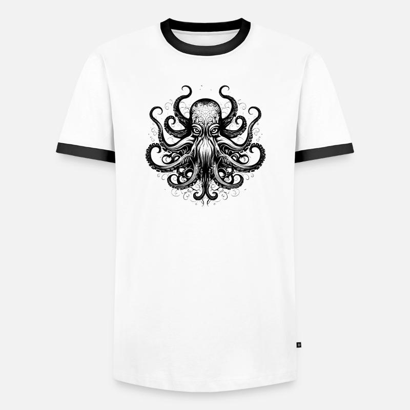 Octopus 02 - Men's Ringer Shirt - white/black