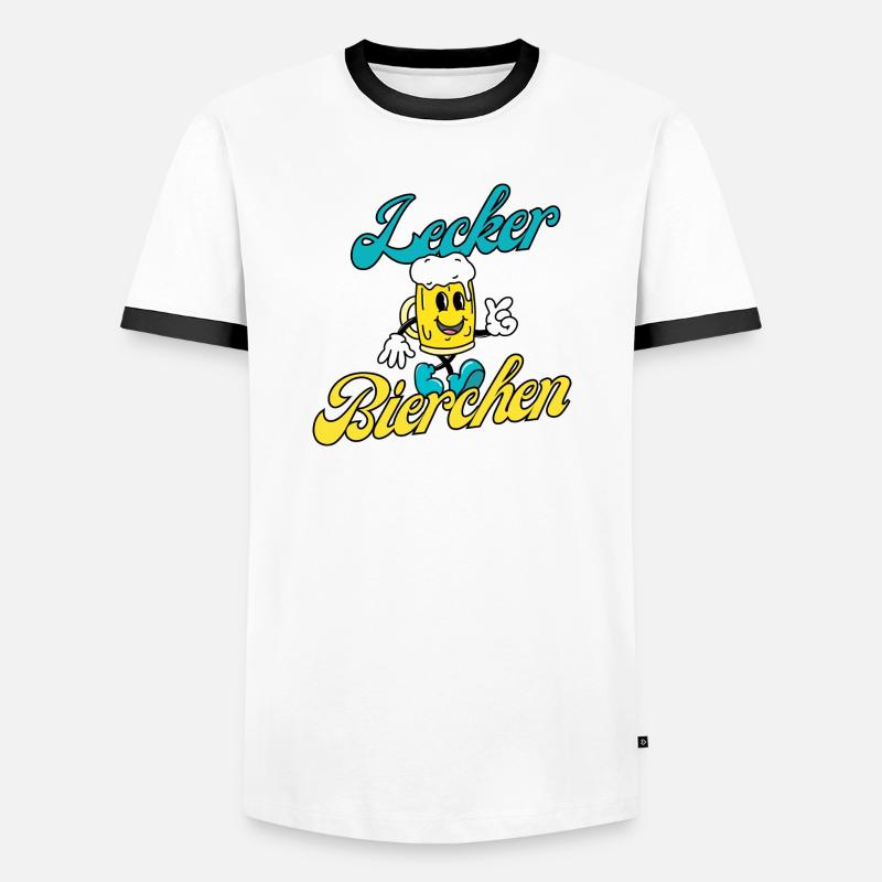 Lecker Bierchen - Männer Kontrast-T-Shirt - Weiß/Schwarz