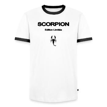 SCORPION élégant signe du zodiaque, astrologie. - T-shirt contrasté Homme - blanc/noir - Devant - AI Model Female 172 light (172cm) & AI Model Male 178 dark (178cm)
