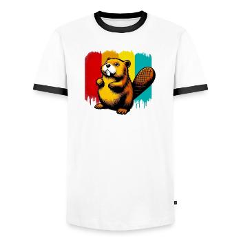 Castor - T-shirt contrasté Homme - blanc/noir - Devant - AI Model Female 172 light (172cm) & AI Model Male 178 dark (178cm)